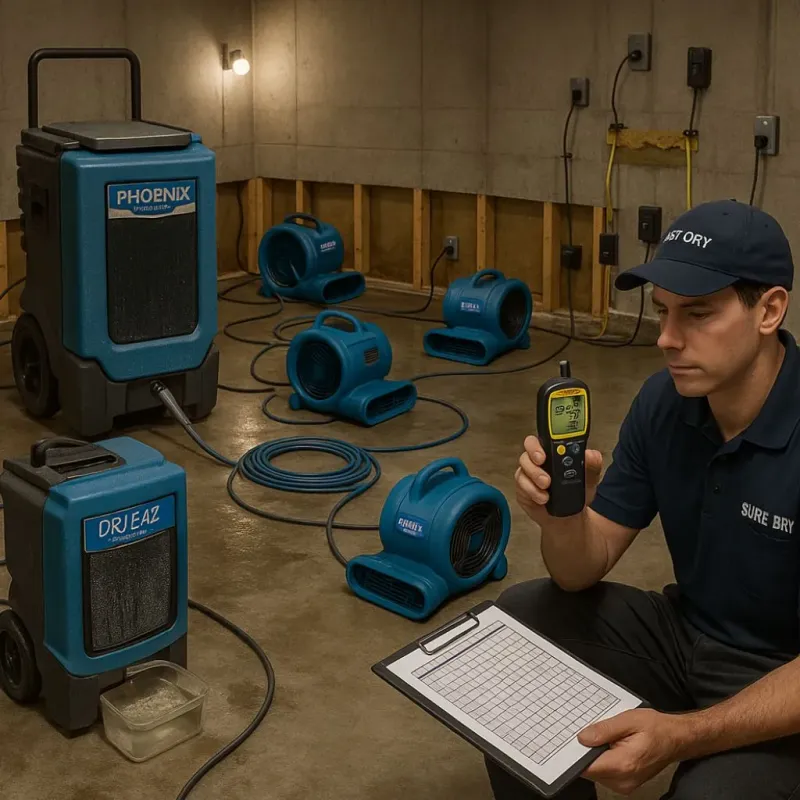 Structural Drying and Dehumidification process in Edinburg, TX